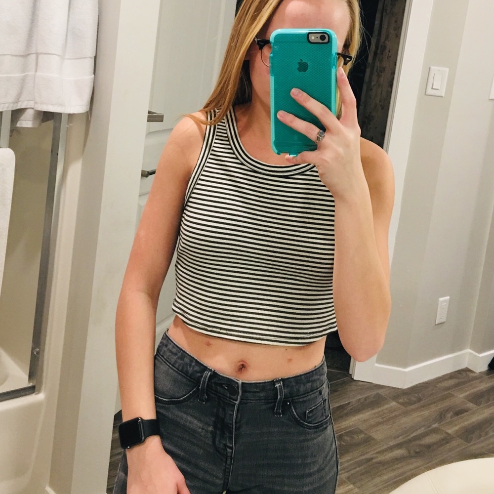striped halter crop top